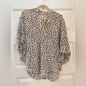 Lush Cream and Black Patterned Blouse